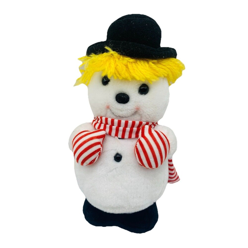 Gund Snowman Stuffed Plush Vintage 1989 Top Hat Striped Scarf Gloves 8" Toy